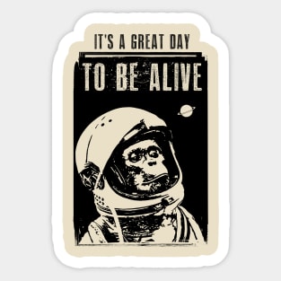 Monkey Astronaut Typography Funny Design Sticker